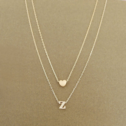 Double Layer Heart Letter Pendant Necklace