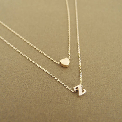 Double Layer Heart Letter Pendant Necklace